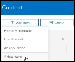 Add the cloud store as a data store item in the portal. Add the cloud store as a data store item in the portal.
